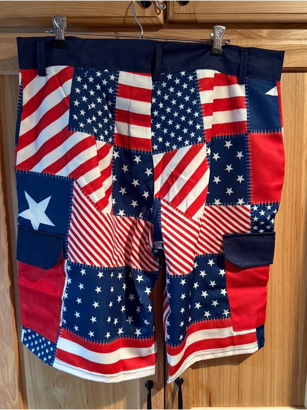 Men's American Flag Cargo Shorts - Red/Navy